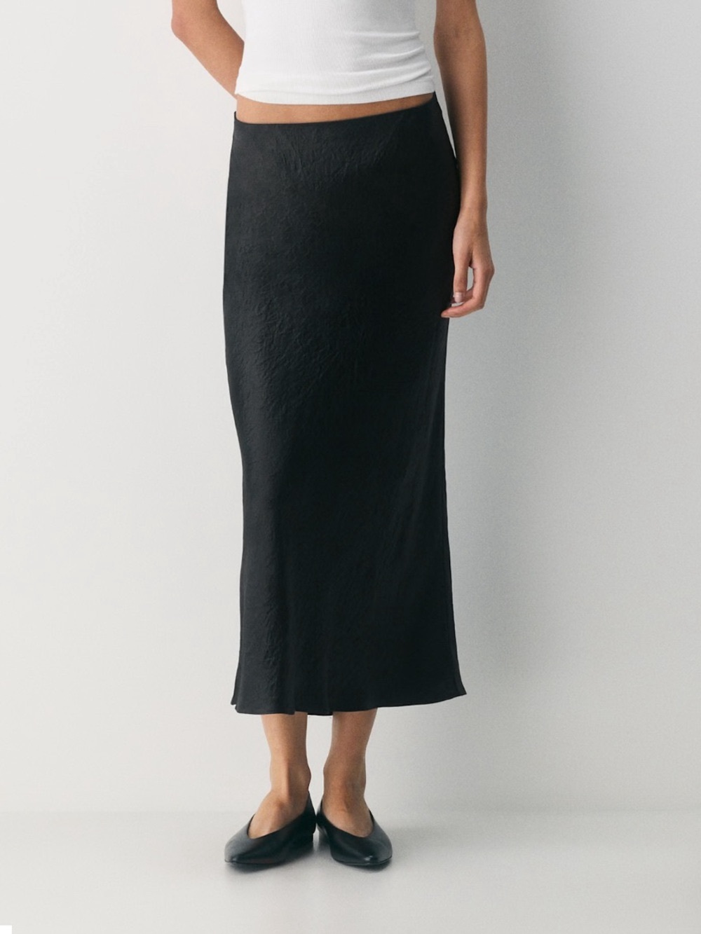 Babaton Black Maxi Satin Skirt